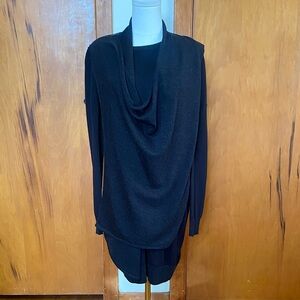 All Saints Drina Black Gray 100% Merino Wool Dress Tunic Convertible Zipper